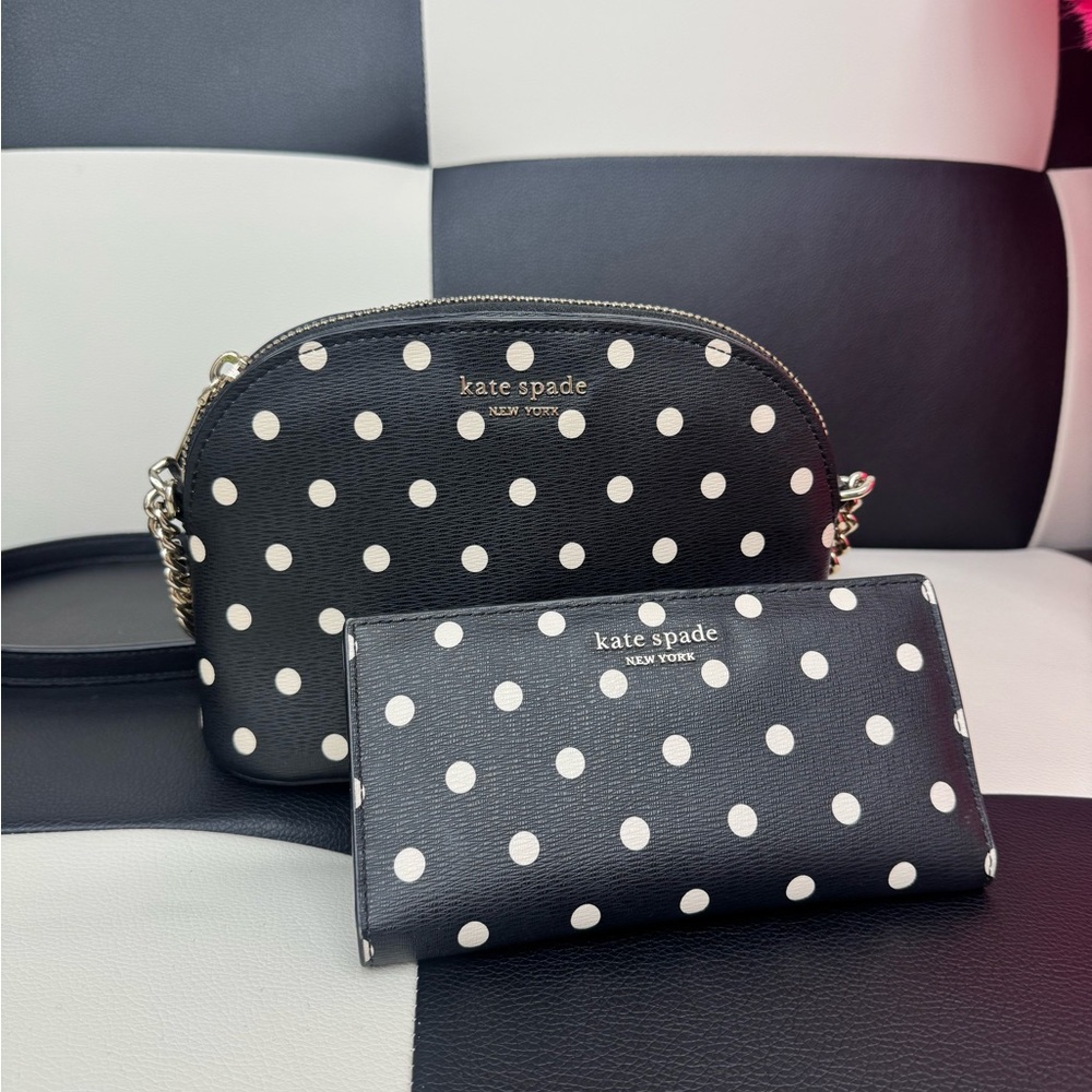 Kate Spade Spencer Sunshine Dot Small Dome Crossbody Bag Polka dot and Wallet